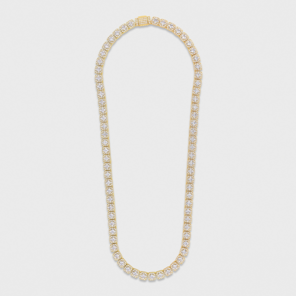 Clustered Tennis Chain (Gold) - 8mm