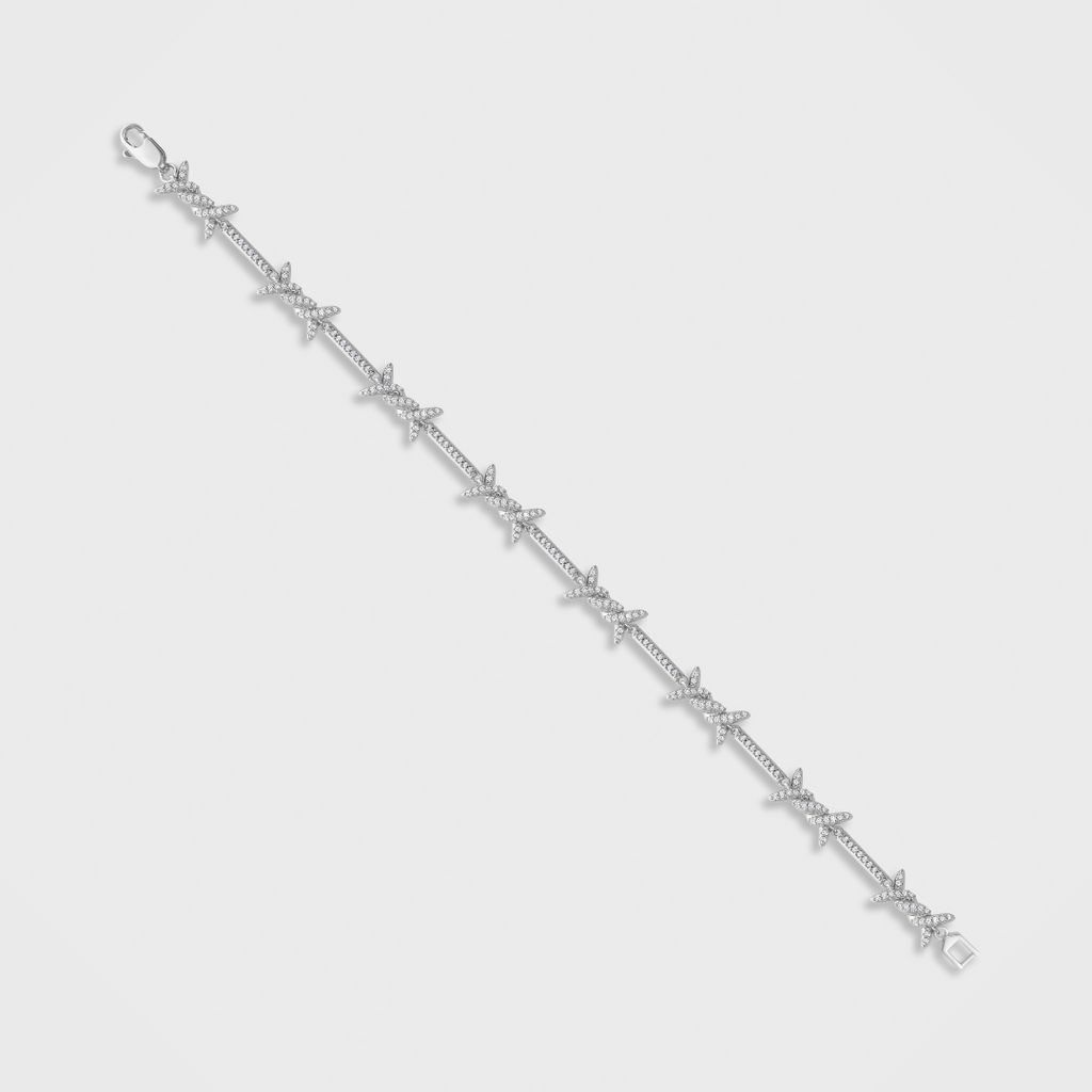 Iced Barbed Wire Bracelet (Silver) - 6mm