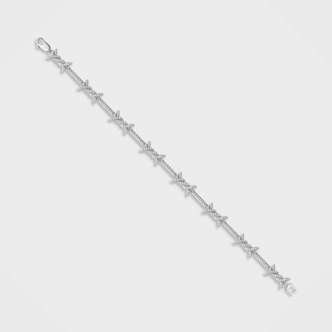 Iced Barbed Wire Bracelet (Silver) - 6mm
