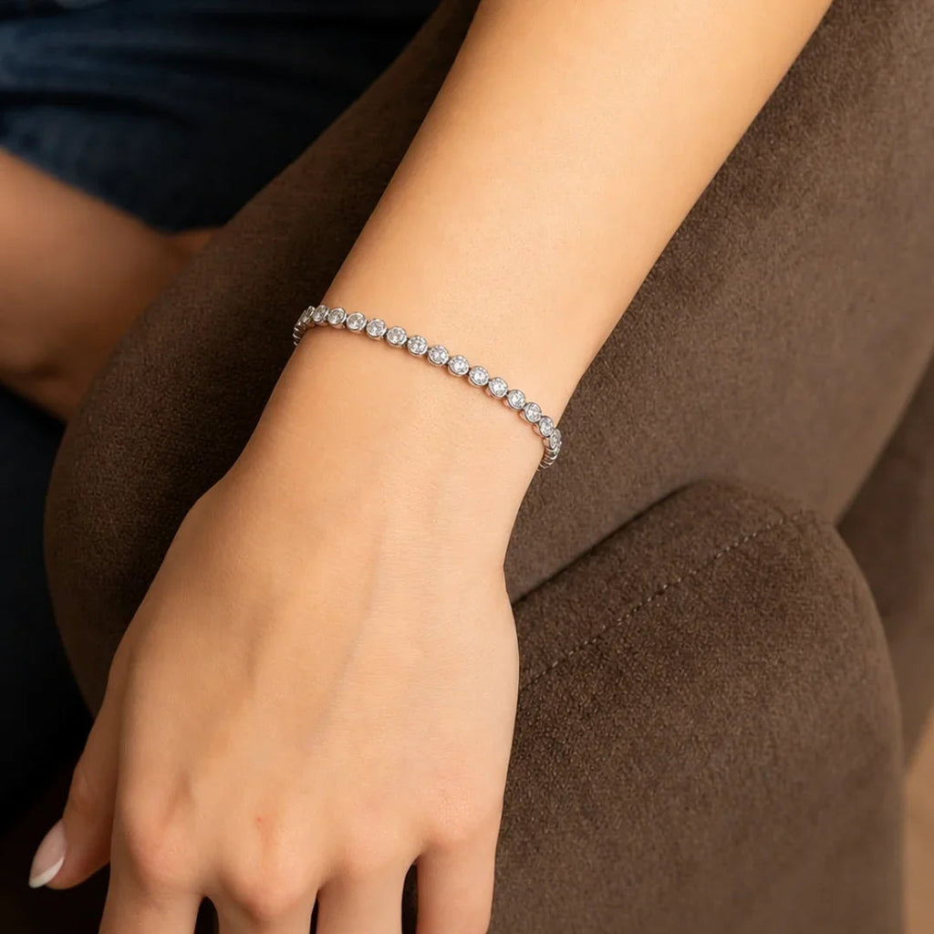Round Bezel Tennis Chain Bracelet