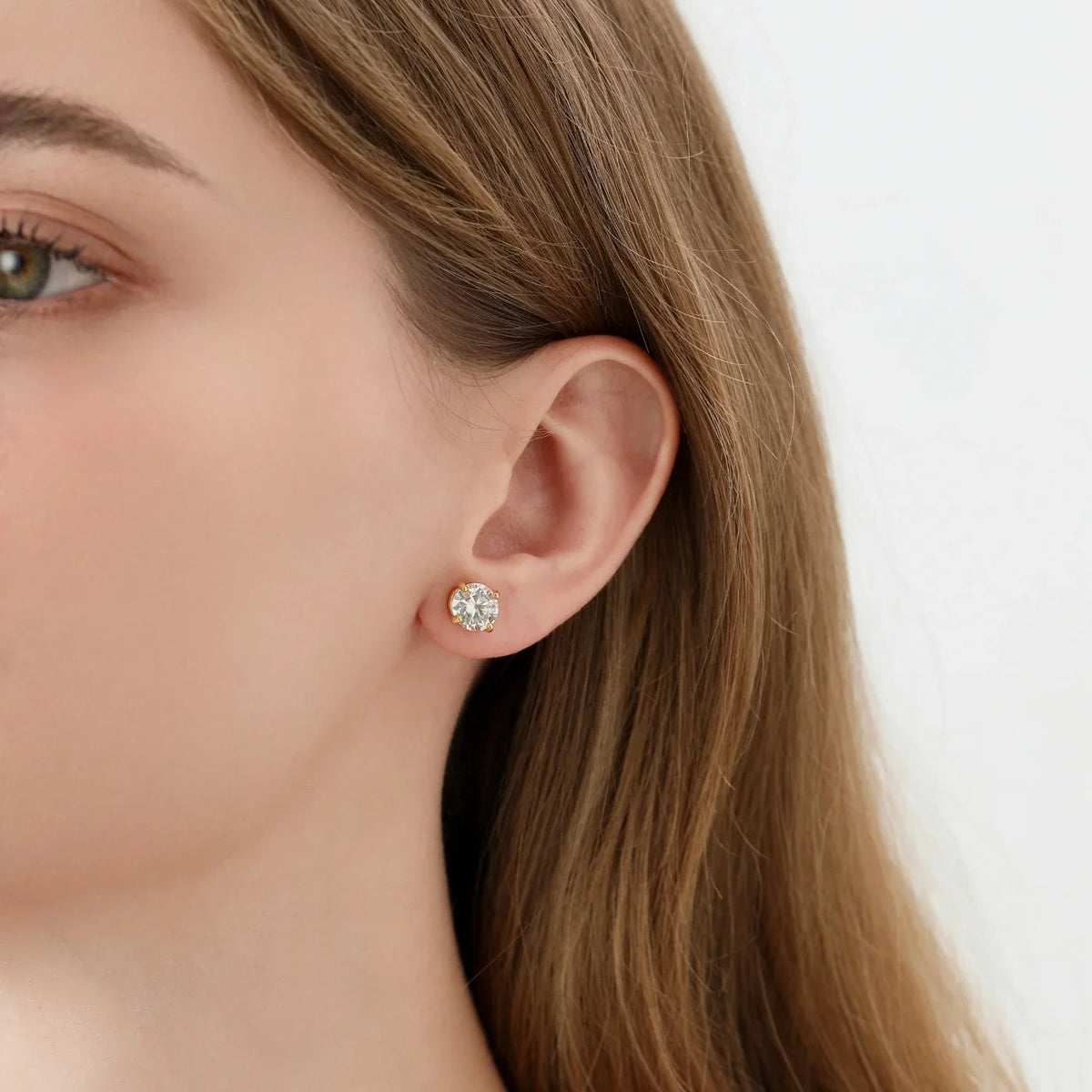 Round Cut Moissanite Stud Earrings