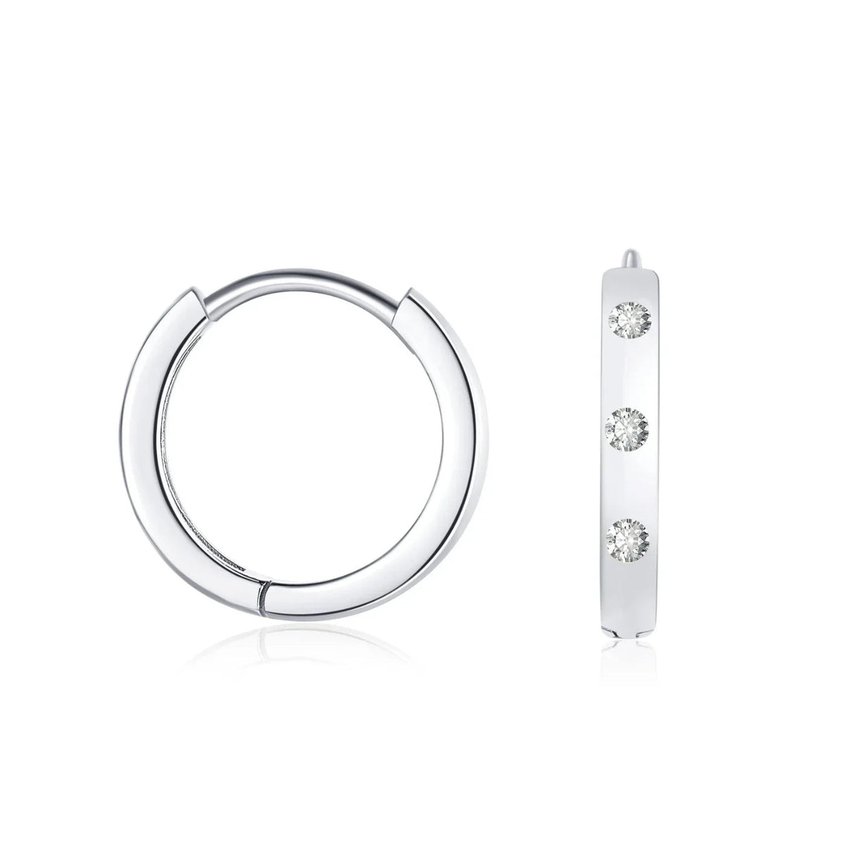 Flush Set Moissanite Huggie Earrings