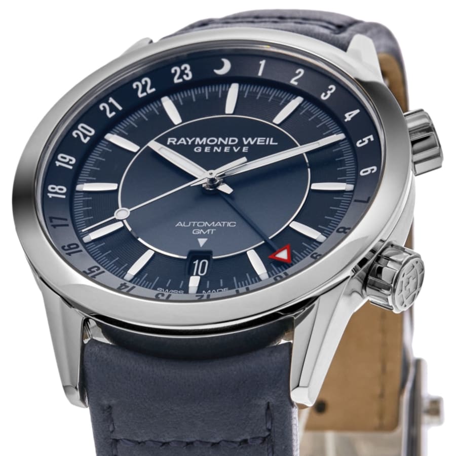 Raymond Weil Freelancer Automatic GMT Blue Dial Leather Strap Men's Watch 2761-STC-50001