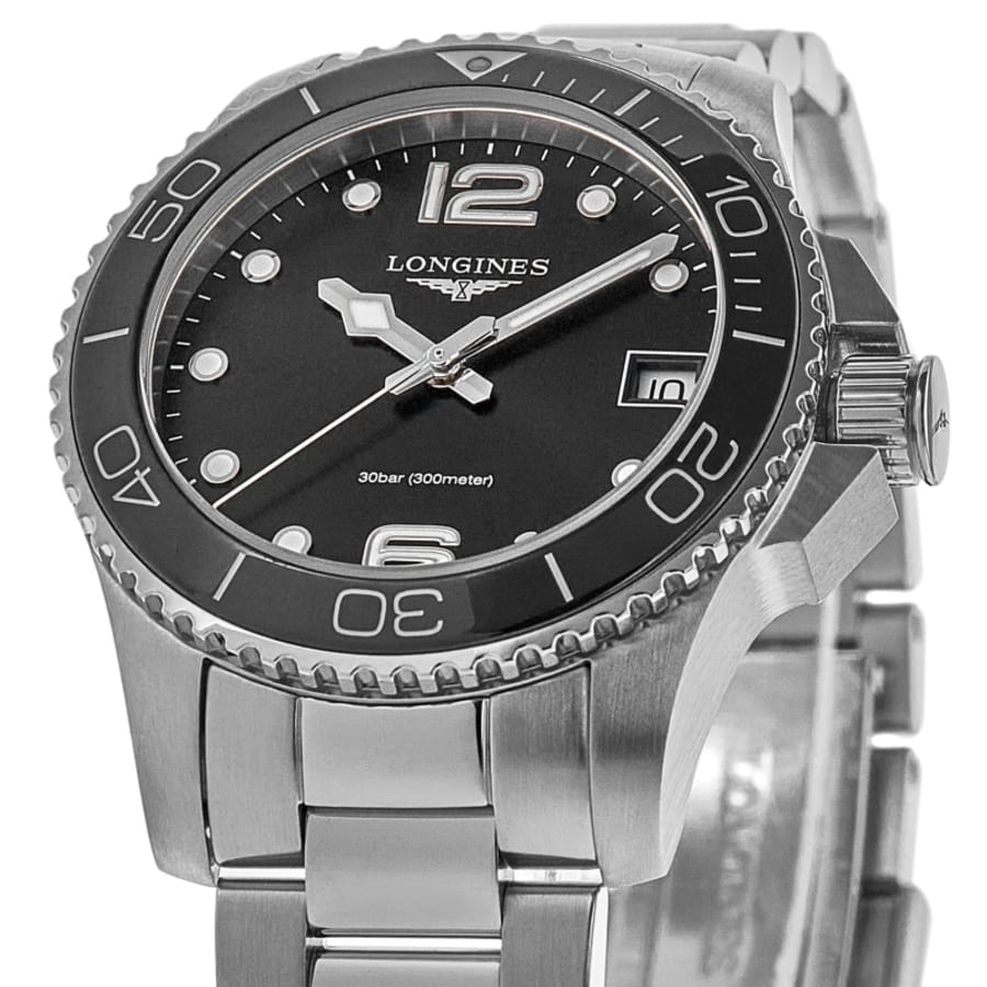 Longines HydroConquest Quartz Black Dial Stainless Steel Women's Watch L3.370.4.56.6