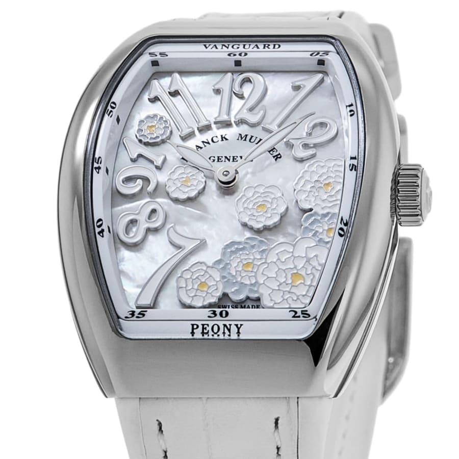 Franck Muller Vanguard Limited Edition Lady Peony 32mm Mother of Pearl Dial Leather Strap Women's Watch V 32 QZ MOP BC AC BC