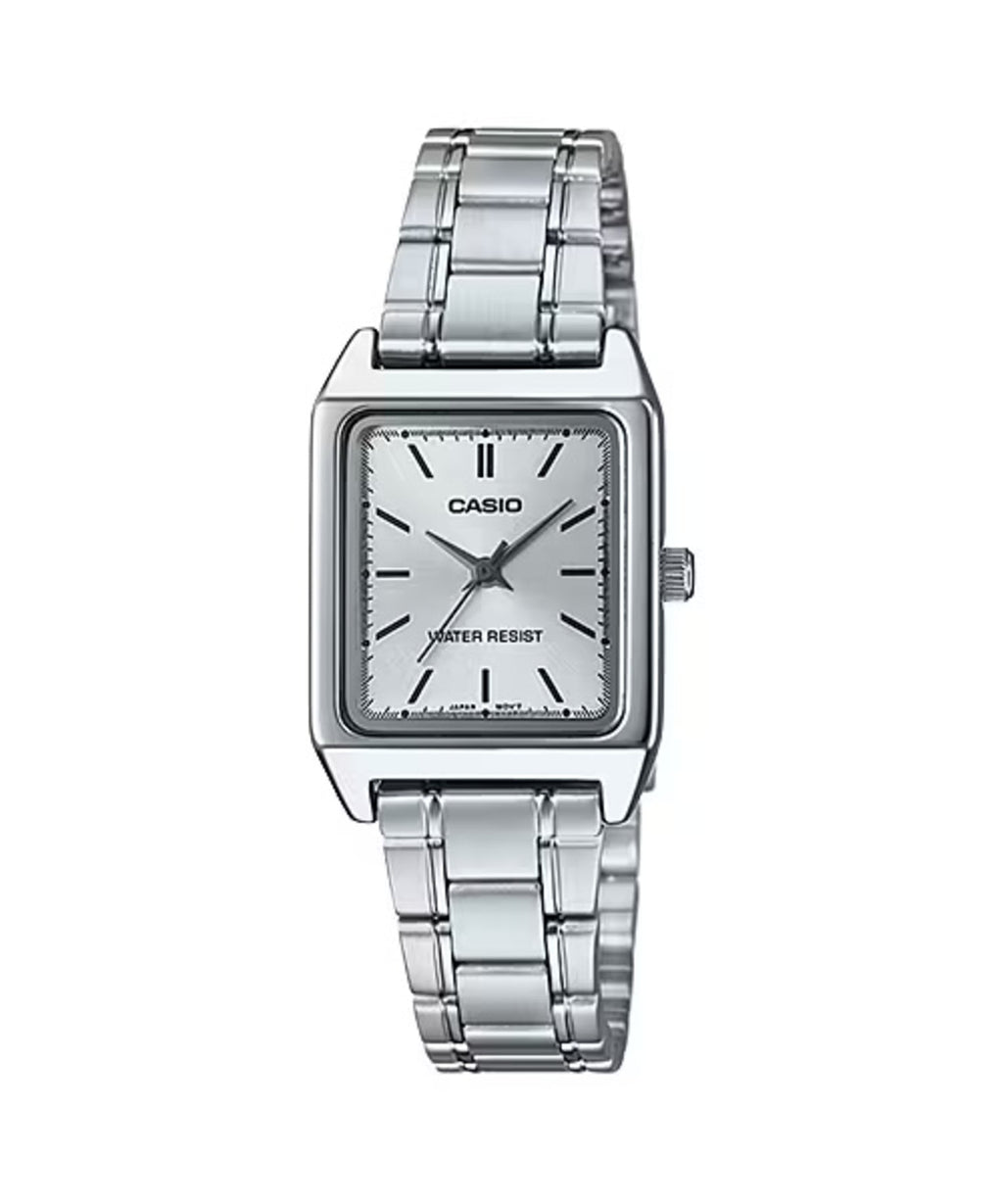 Casio Women’s Silver Dial Stainless Steel Rectangular Watch - LTP-V007D-7EUDF