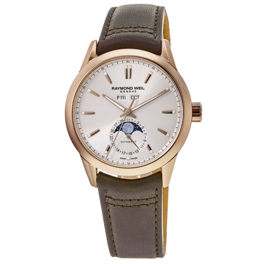 Raymond Weil Freelancer Complete Calendar Automatic Beige Dial Leather Strap Men's Watch 2766-PC5-64001