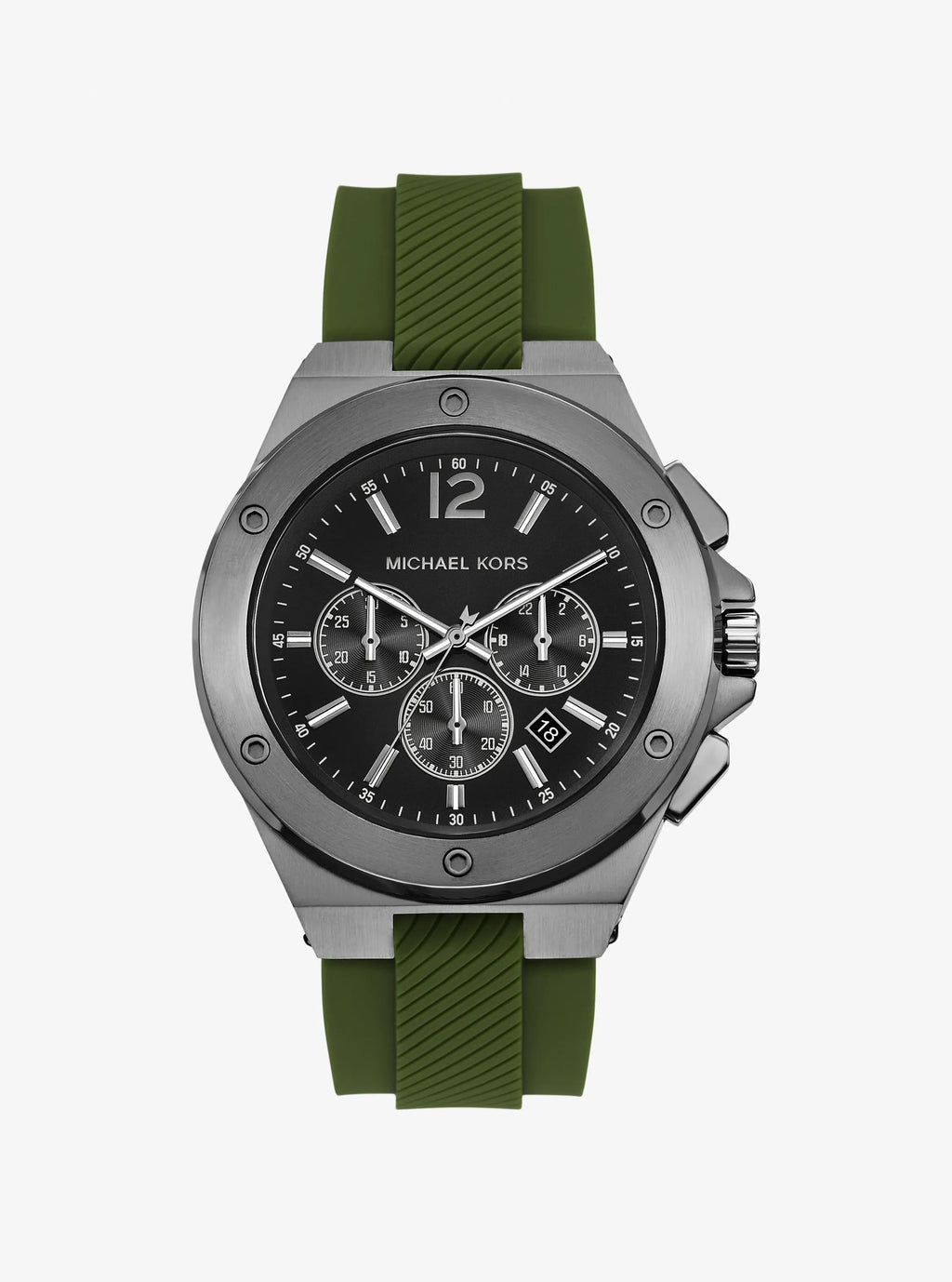 Oversized Lennox Gunmetal-Tone and Silicone Watch