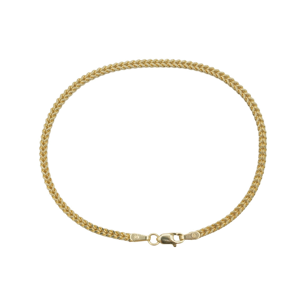 Franco Chain Bracelet in Hollow Yellow Gold - 2mm