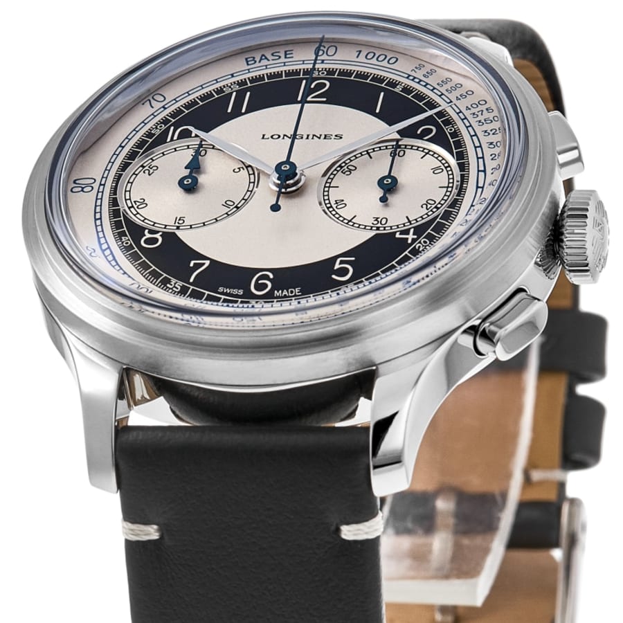 Longines Heritage Classic Chrono Automatic Silver Dial Leather Strap Men's Watch L2.830.4.93.0
