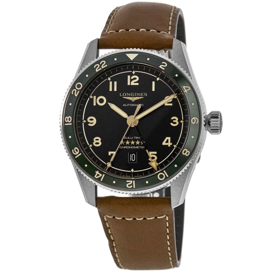Longines Spirit Zulu Time Grey Dial Leather Strap Men's Watch L3.812.4.63.2