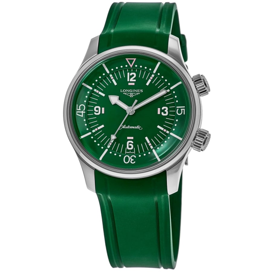 Longines Legend Diver Green Dial Rubber Strap Men's Watch L3.764.4.06.9