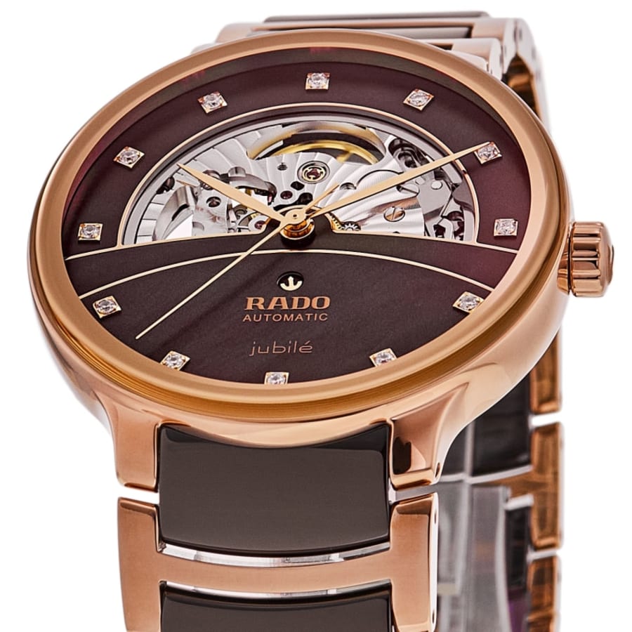 Rado Centrix Automatic Diamonds Open Heart Mother of Pearl Dial Two-Tone Ceramic & Steel Unisex Watch R30028902