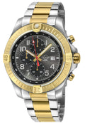 GV2 Men's T38 SS Case, IPYG  Bezel ring, Enamel Gray Dial with White print, 3 Black sub dial, Two toned IPYG/316L Staineless Steel Bracelet Watch.