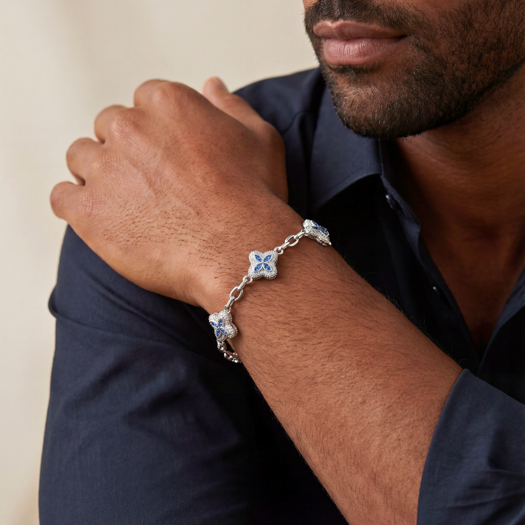 Blue Clover Icon Pendant + Bracelet + Earrings