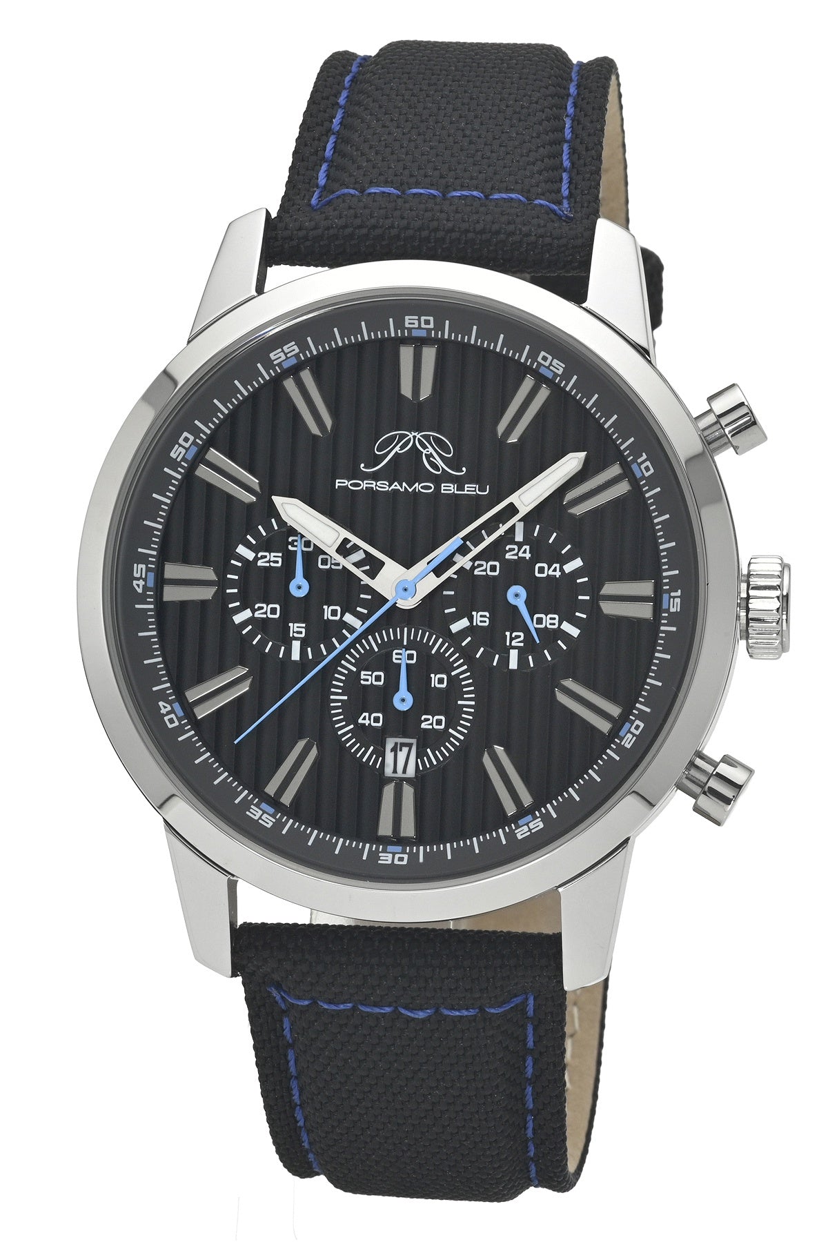 Porsamo Bleu Ryder Chronograph Canvas Silver Tone and Black Men's Watch 1521CRYF