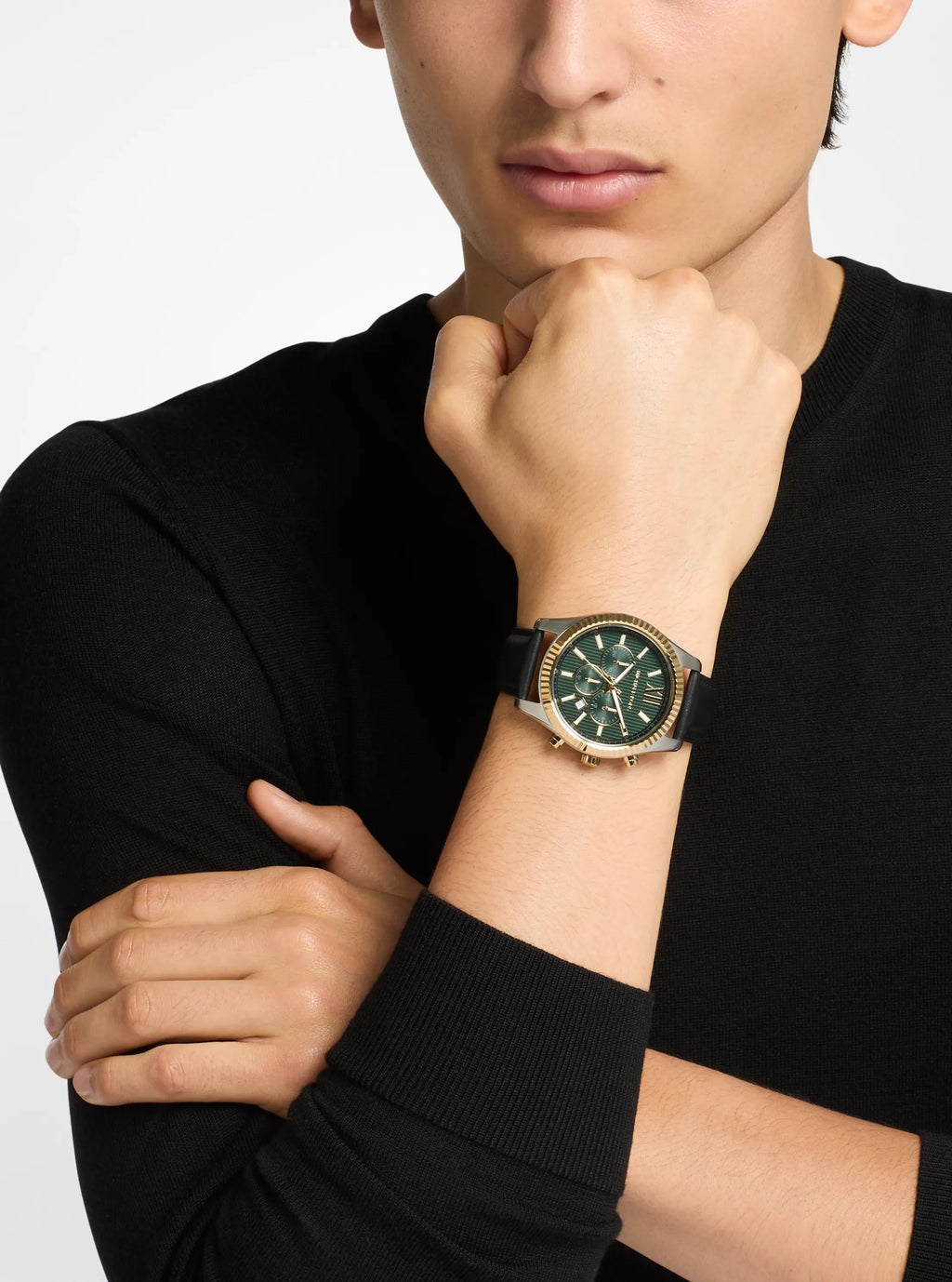 Oversized Lexington Two-Tone and Leather Watch