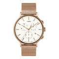 Timex Fairfield Chronograph Watch in Rose Gold Tone/White | Men 41mm Mesh Band