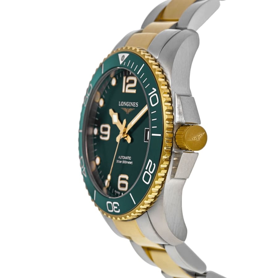 Longines HydroConquest Automatic Green Dial Two-Tone Yellow Gold PVD Stainless Steel Men's Watch L3.782.3.06.7