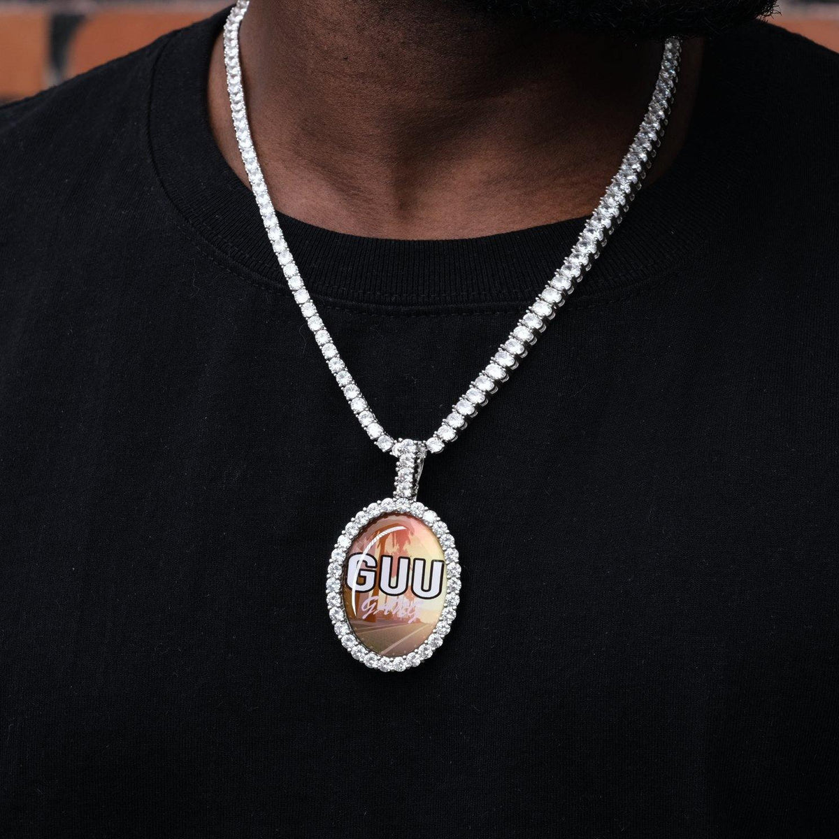 Large 3D Oval Custom Picture Pendant