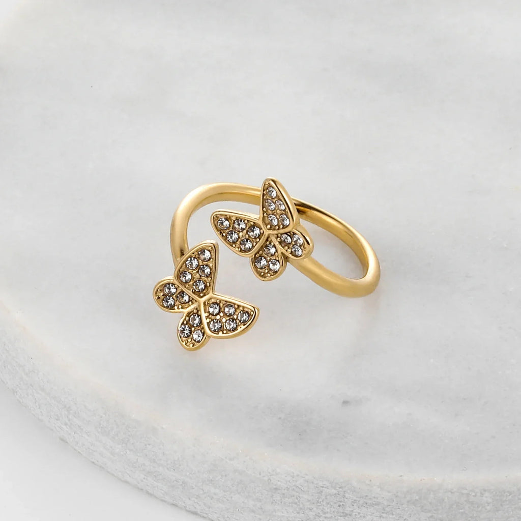 Open Iced Butterfly Ring