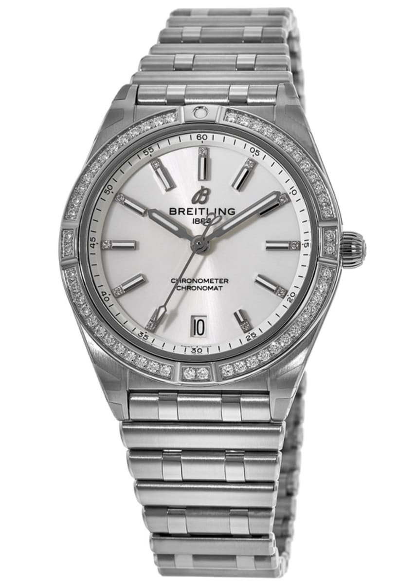 Breitling Chronomat Automatic 36 White Diamond Dial and Bezel Steel Women's Watch A10380591A1A1