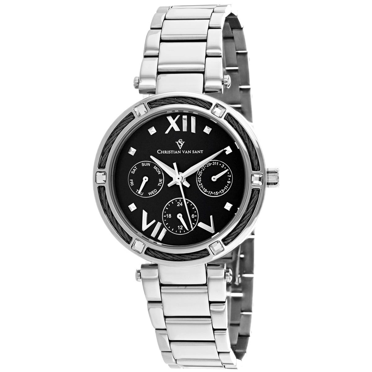 Christian Van Sant Women's Sienna Black Round 33mm