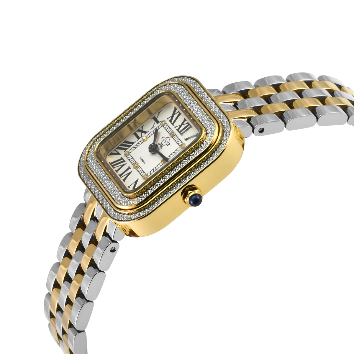 GV2 Bellagio Women's Swiss Made Diamond Watch, Silver-White Dial, Two toned SS/IPYG Bracelet