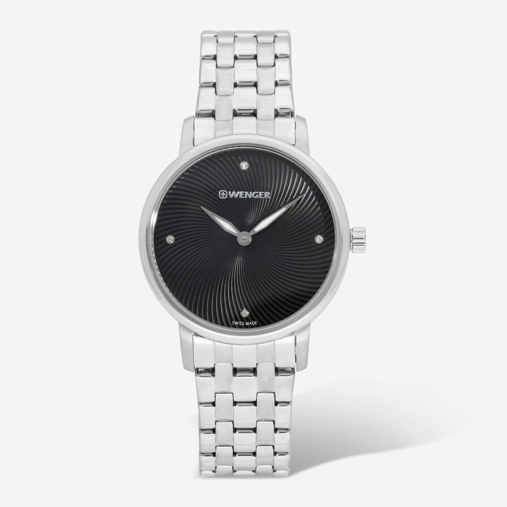 Wenger Swiss Army Ladies 01.1721.105 Urban Donnissima Black Dial Watch 35 mm