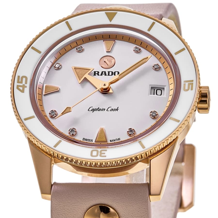 Rado Captain Cook Marina Hoermanseder Special Edition White Diamond Dial Leather Strap Set Women's Watch R32139708