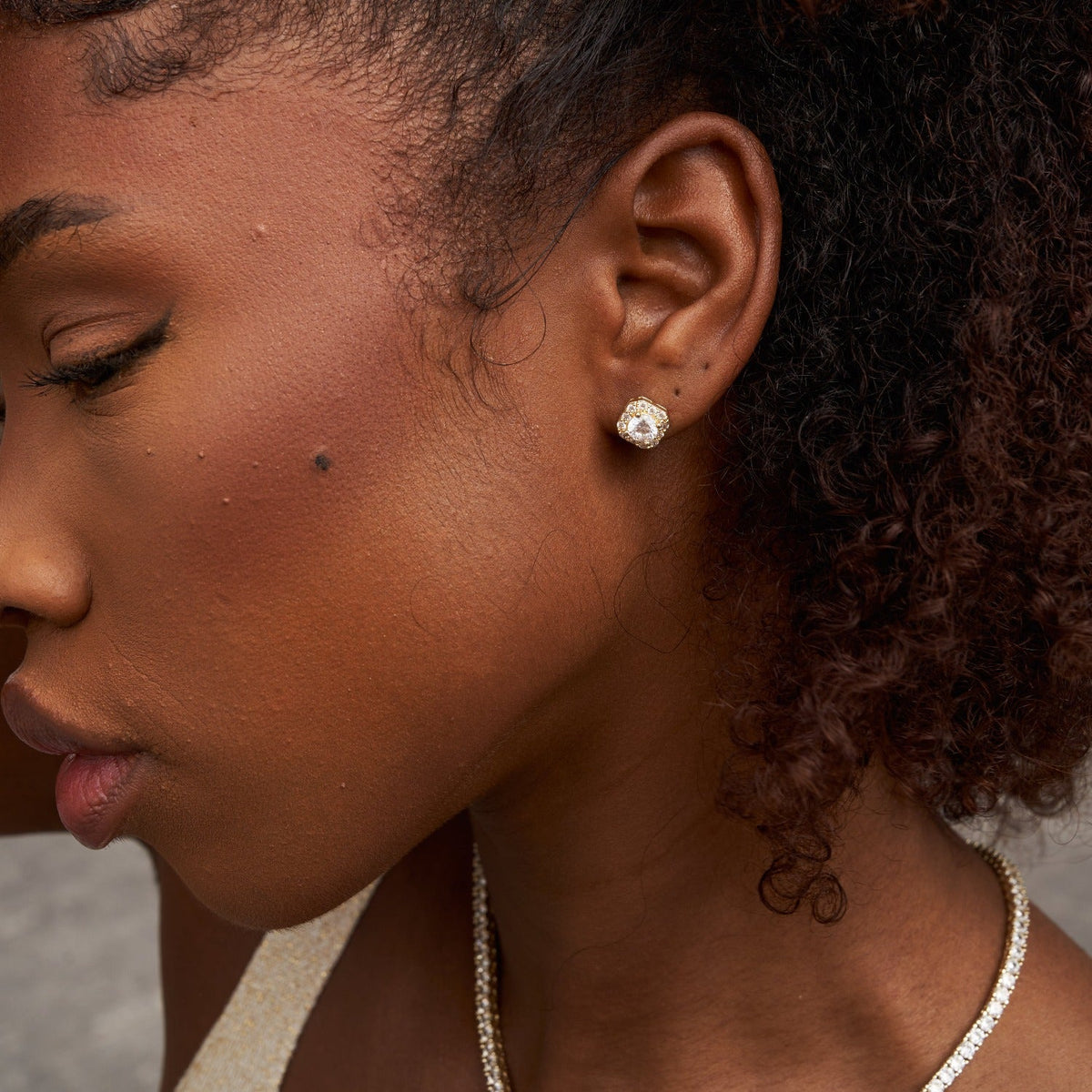 Micro Clustered Diamond Earrings in Yellow Gold