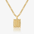 Kids Embossed Initial Necklace w/ Figaro Chain
