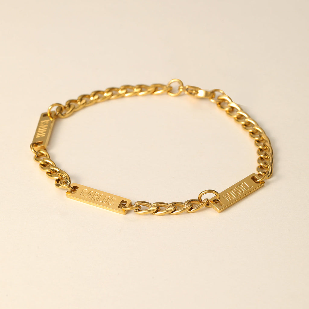 Mens Multi Name Bracelet w/ Cuban