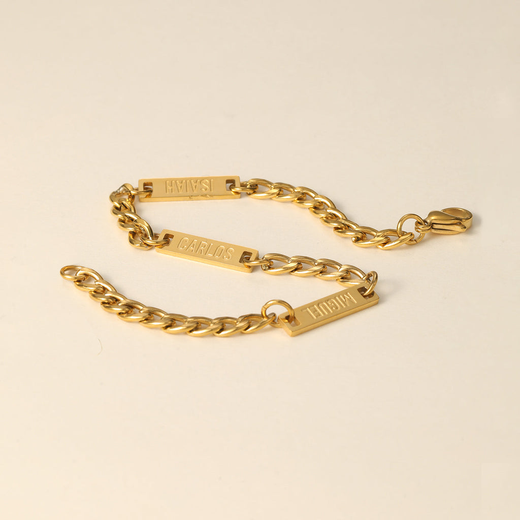 Mens Multi Name Bracelet w/ Cuban