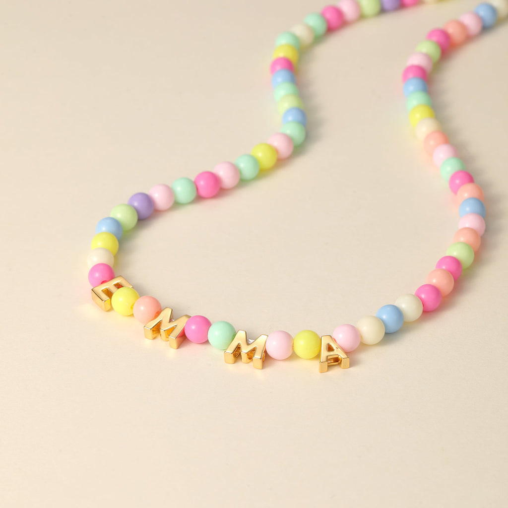 Kids Colorful Beaded Name Necklace