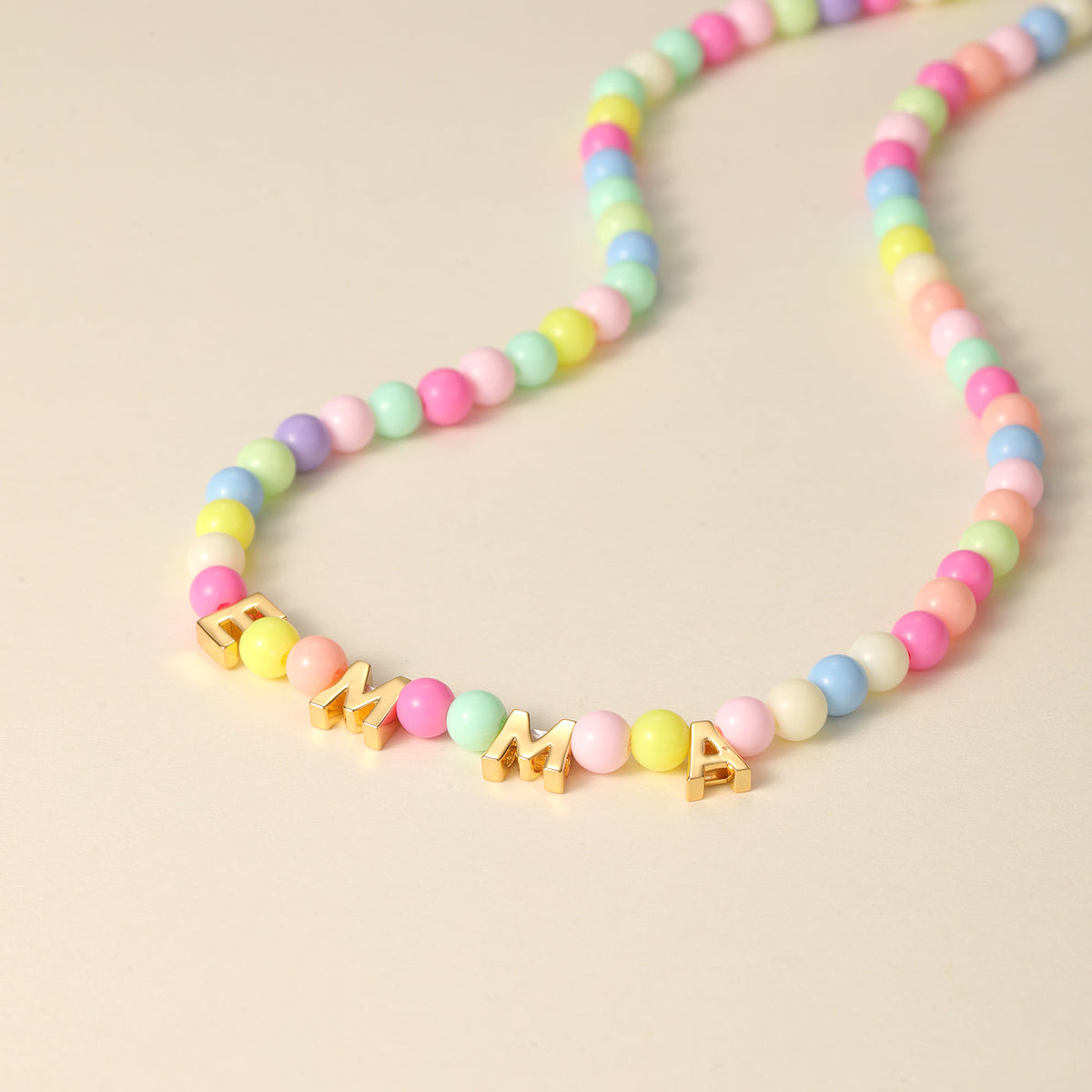 Kids Colorful Beaded Name Necklace