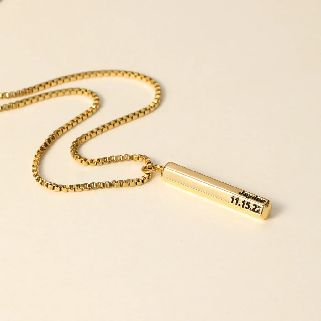 Mens 3D Hexagon Name Pendant