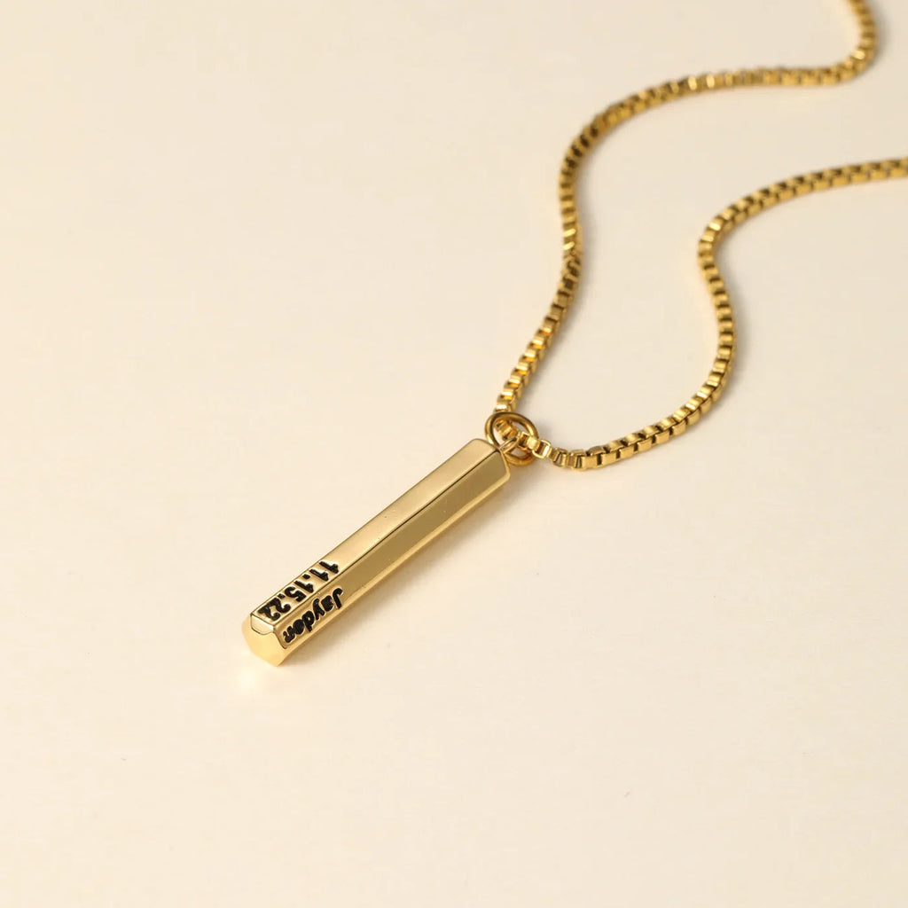 Mens 3D Hexagon Name Pendant