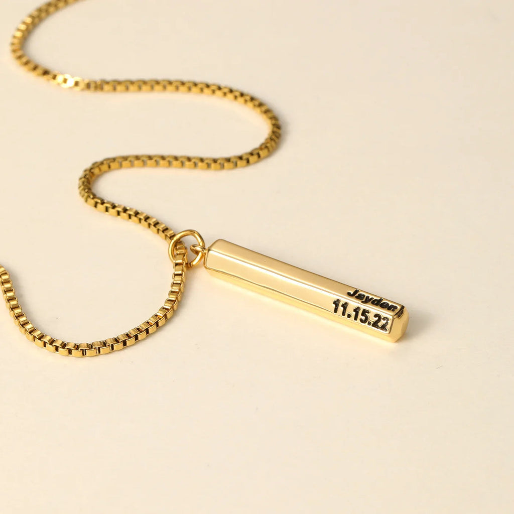 Mens 3D Hexagon Name Pendant