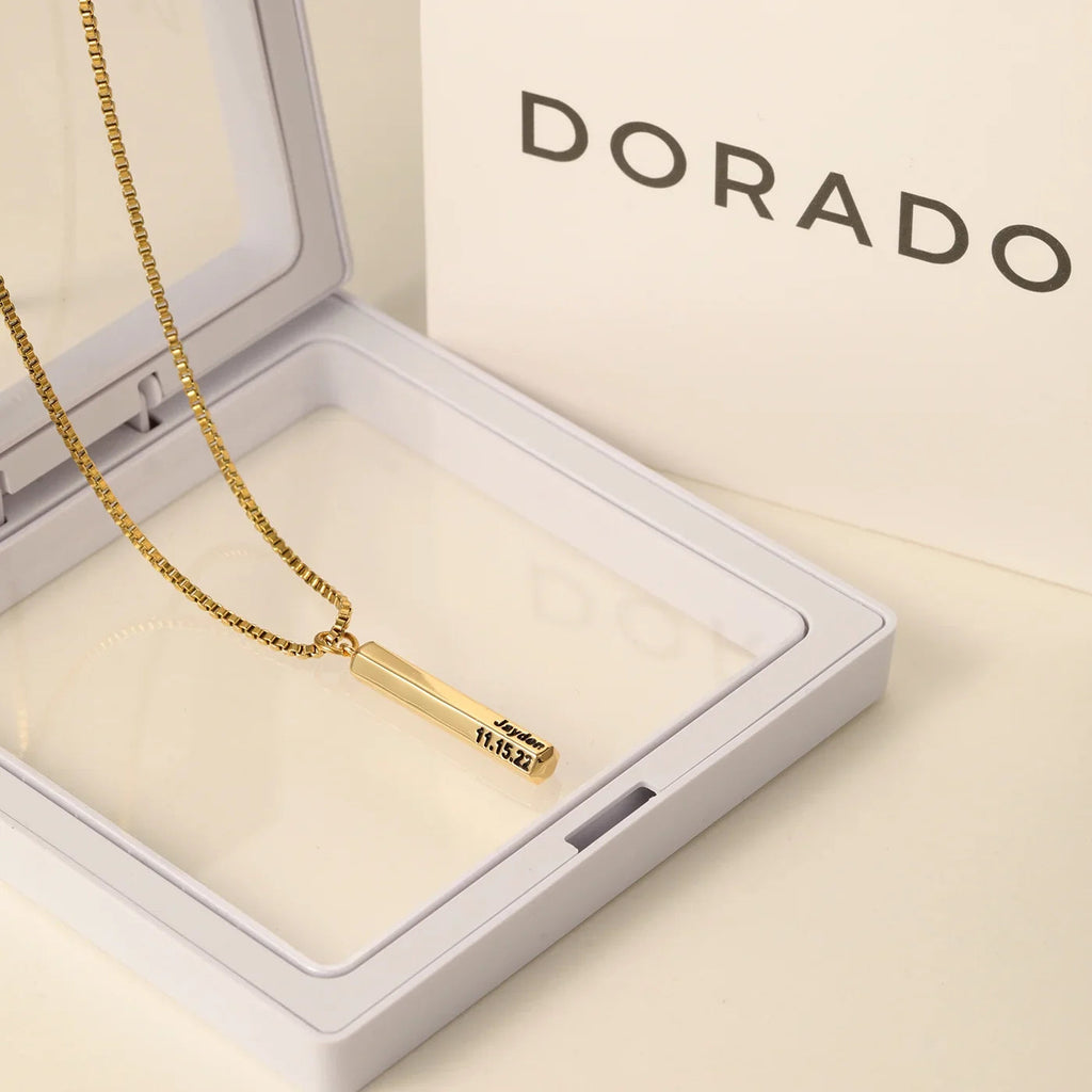 Mens 3D Hexagon Name Pendant