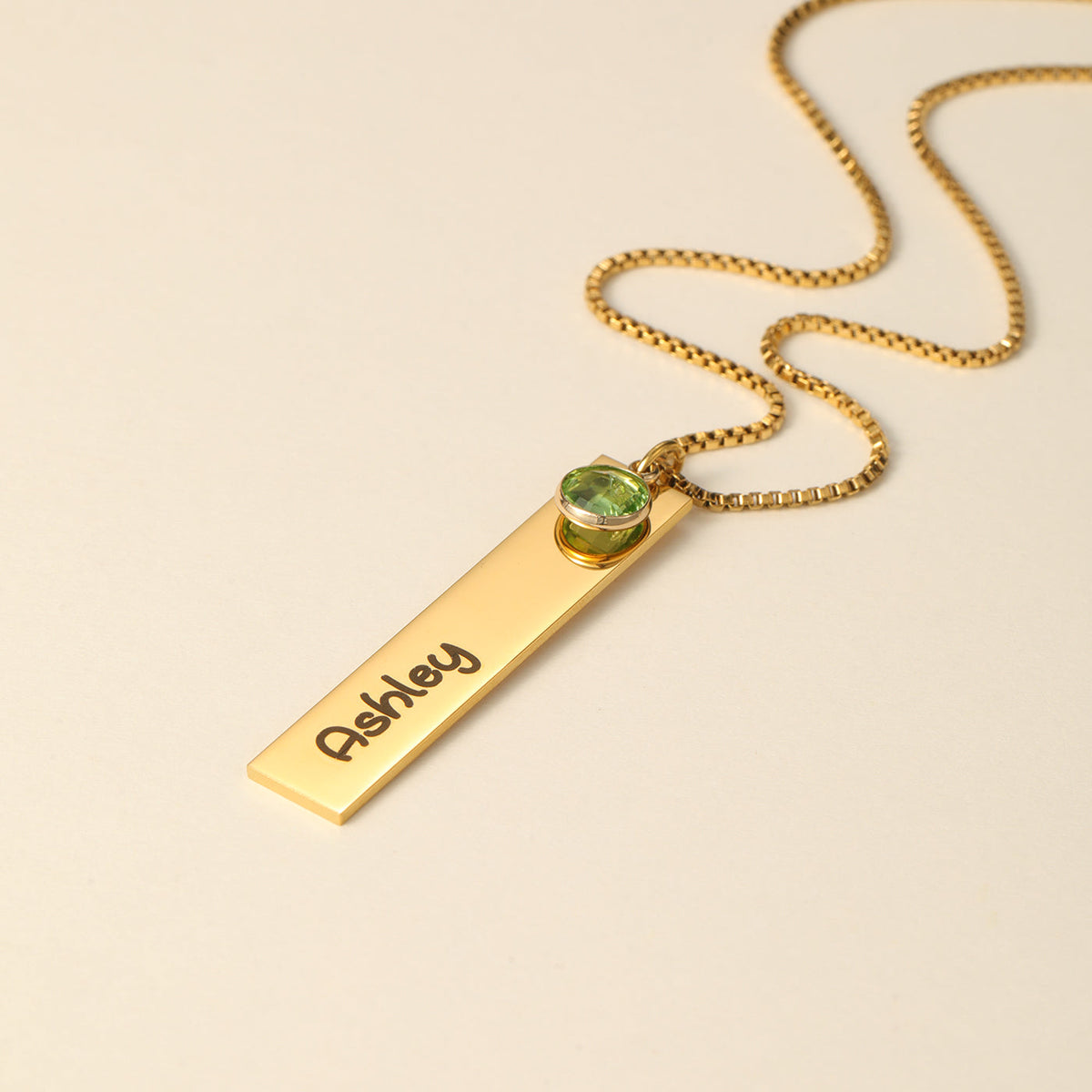 Kids Engraved Bar Birthstone Necklace