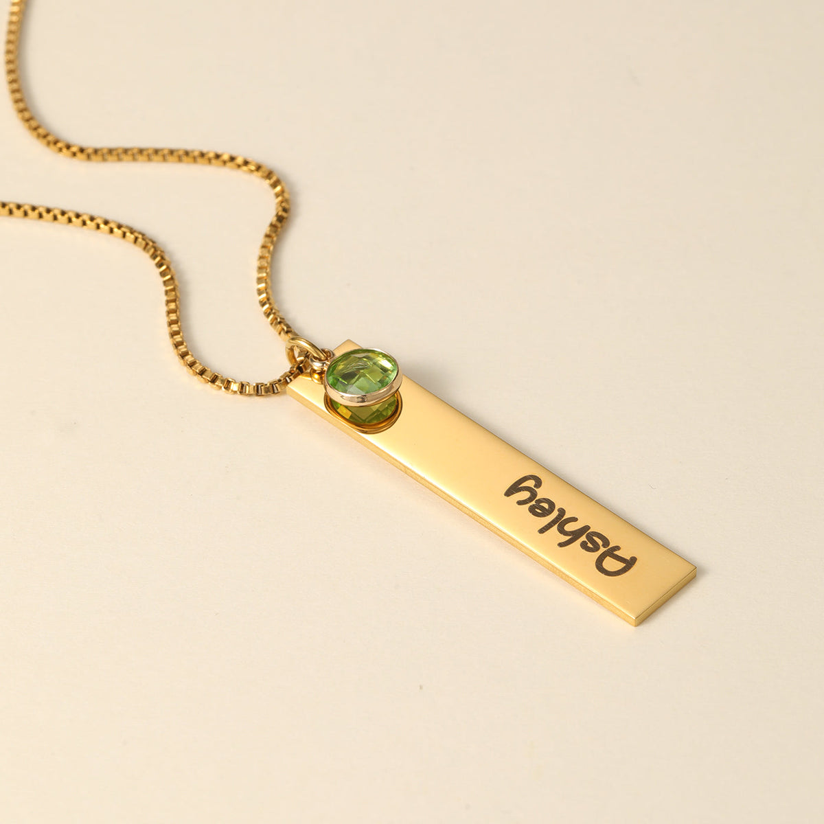 Kids Engraved Bar Birthstone Necklace