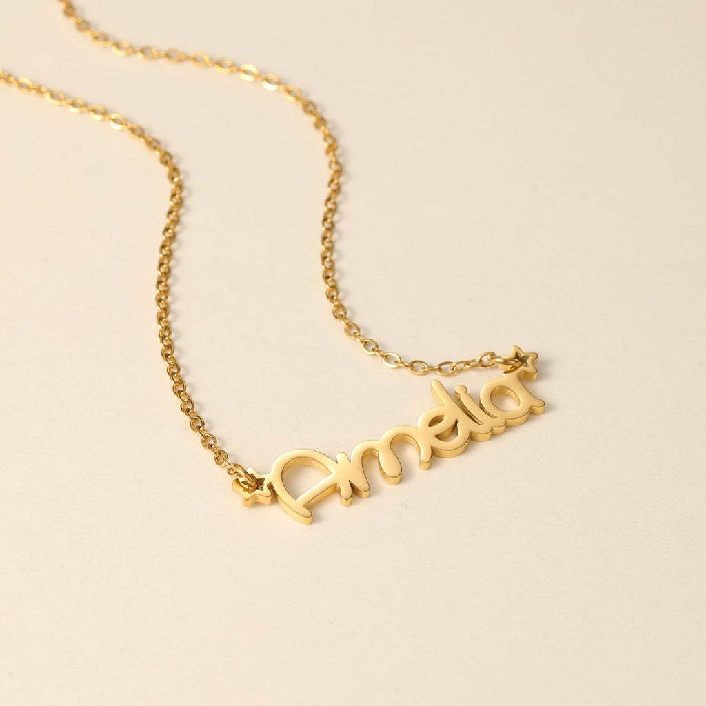 Kids Daisy Name Star Necklace