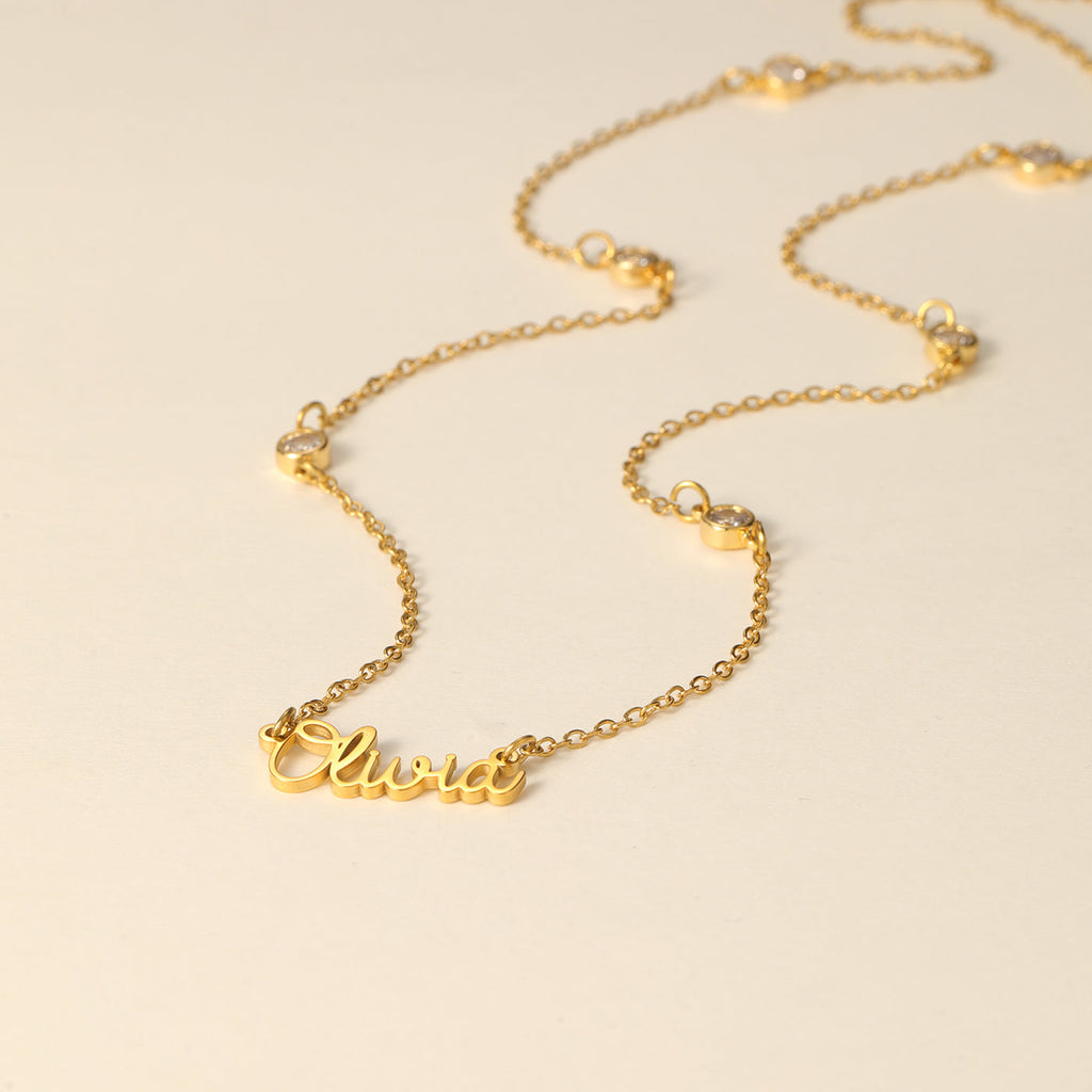 Kids Crystals Name Necklace