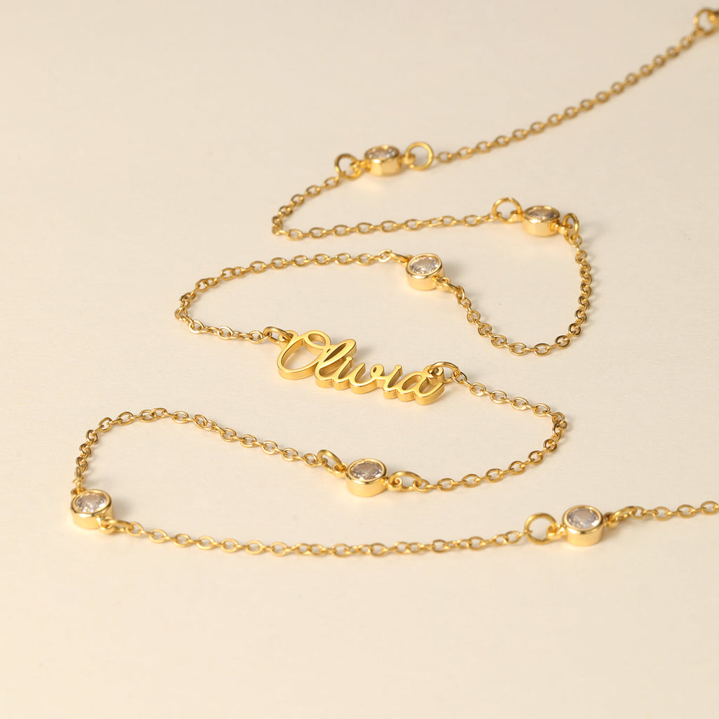 Kids Crystals Name Necklace