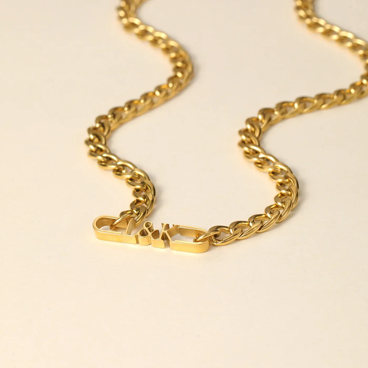 Mens Initial Tag Necklace w/ Cuban Chain