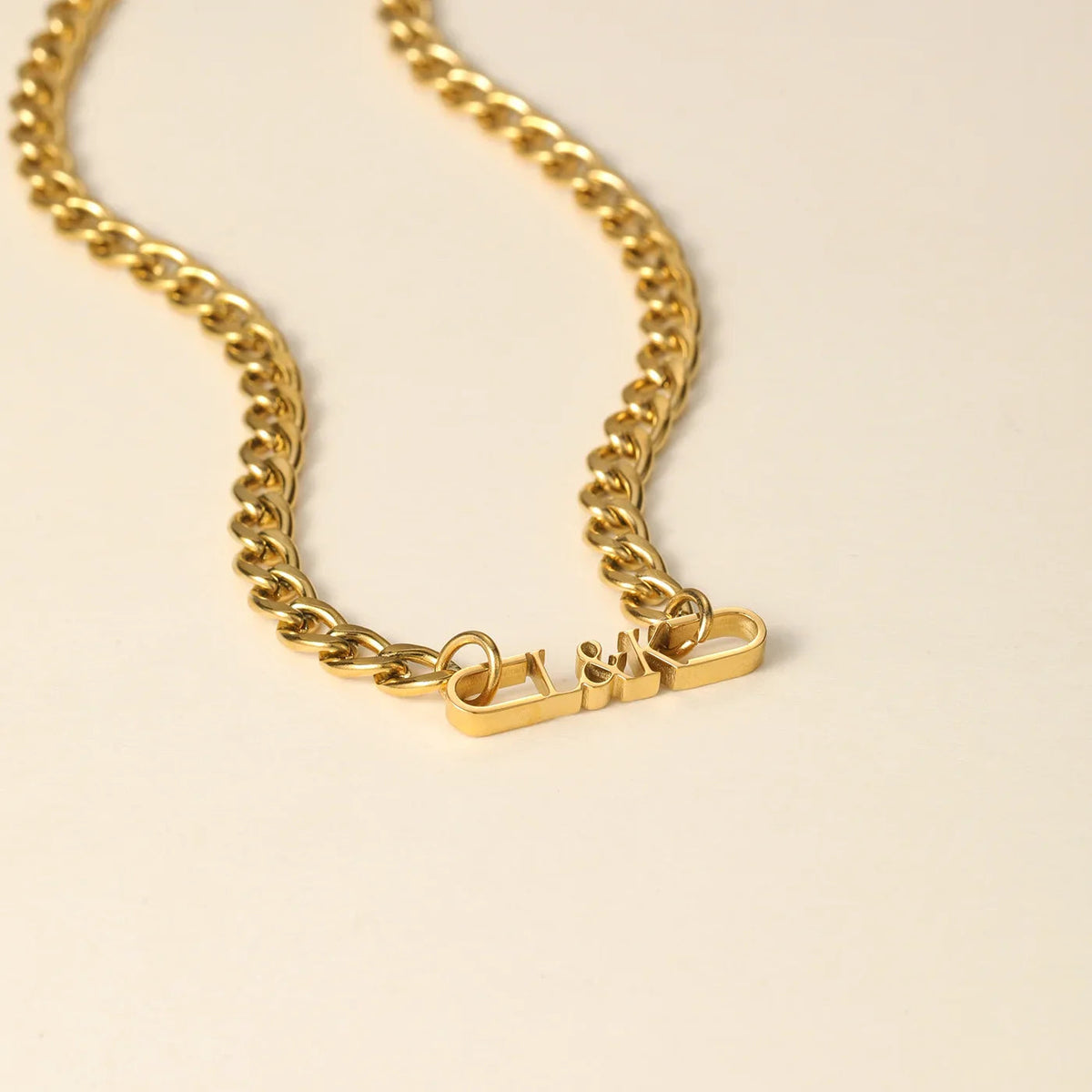 Mens Initial Tag Necklace w/ Cuban Chain