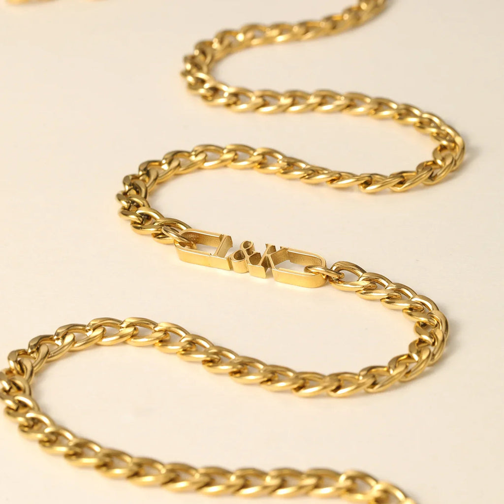 Mens Initial Tag Necklace w/ Cuban Chain