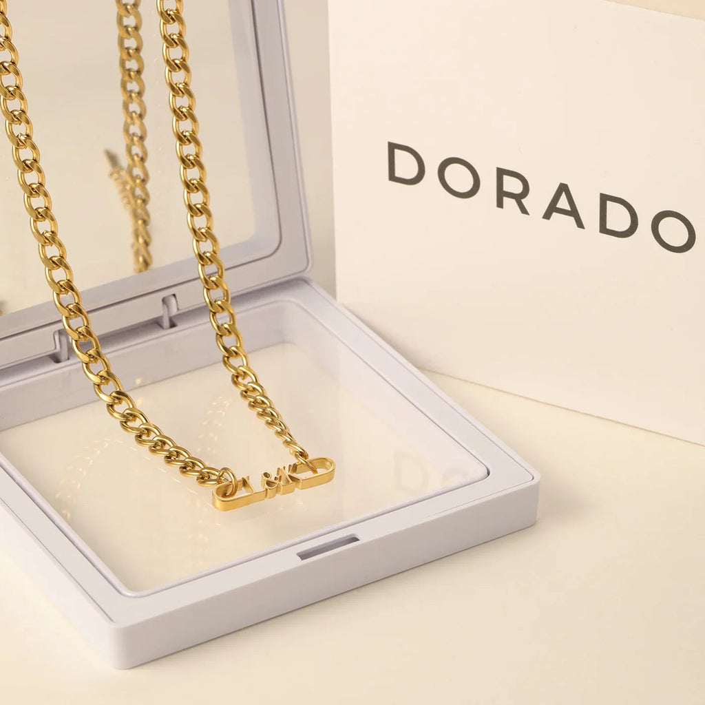 Mens Initial Tag Necklace w/ Cuban Chain