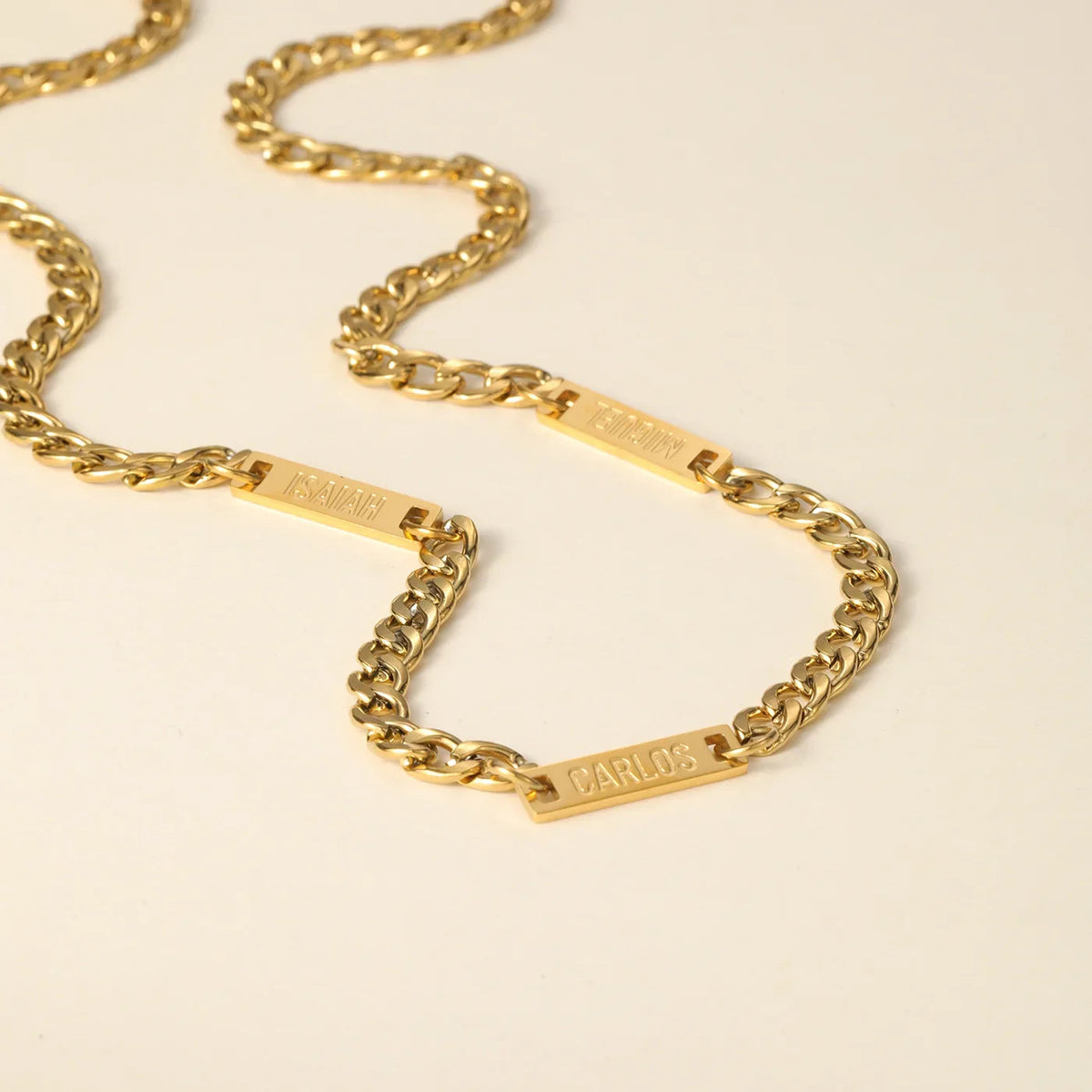Mens Multi Name Necklace w/ Cuban Chain